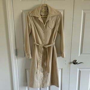 Semon Frelich Beige Button-Up shirt dress with Belt Made in the USA